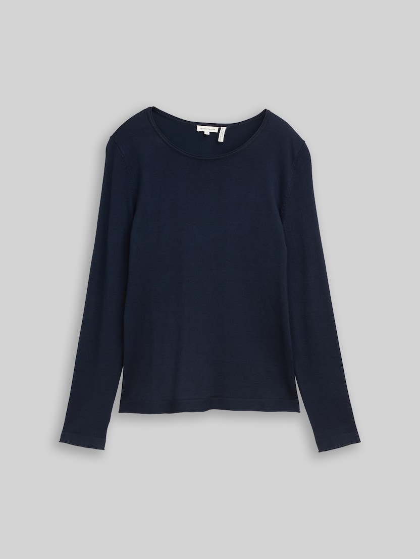Pull en maille basique à col rond par Women, sky captain blue