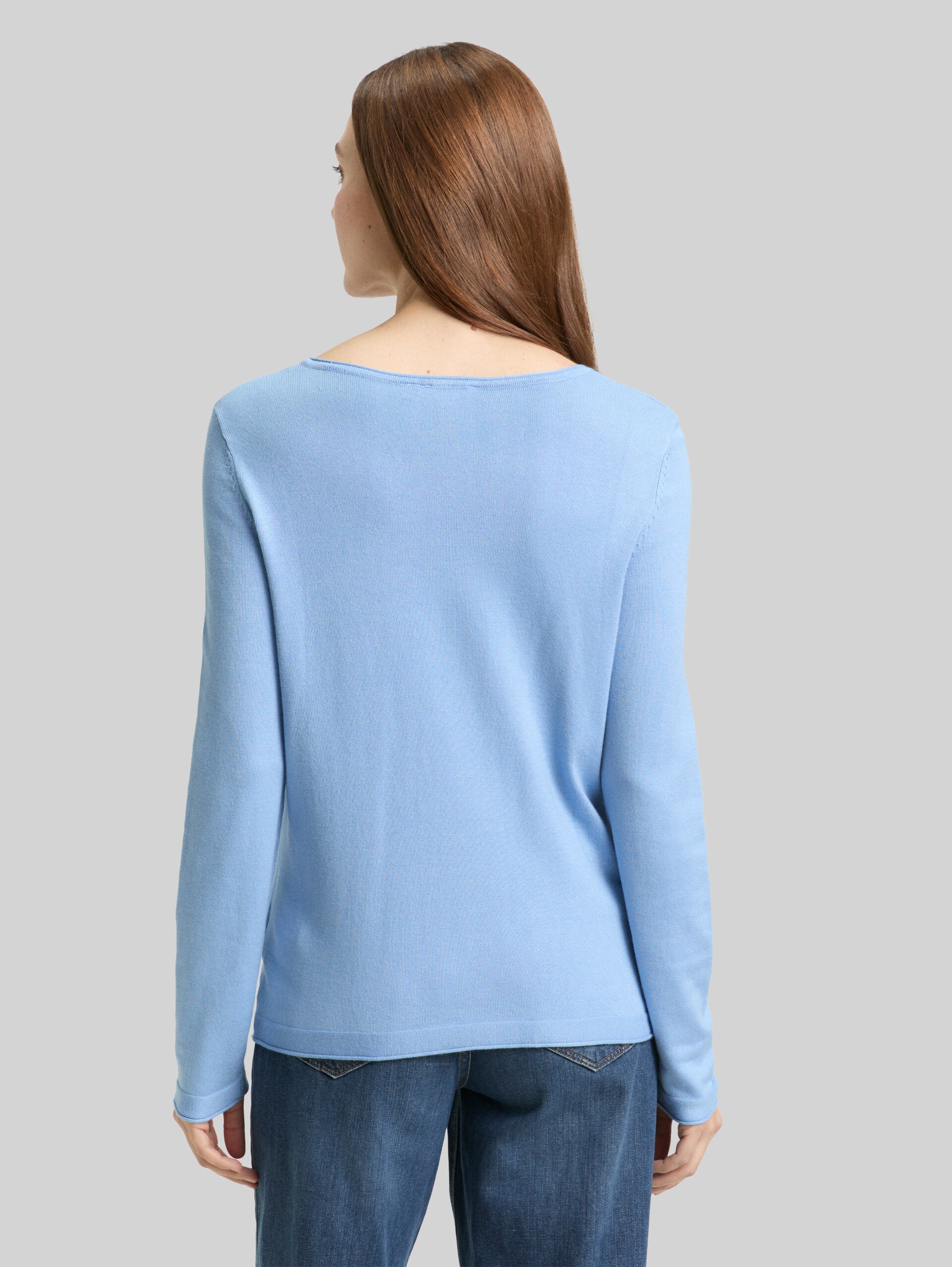 Pull basique en maille à col rond - light fjord blue