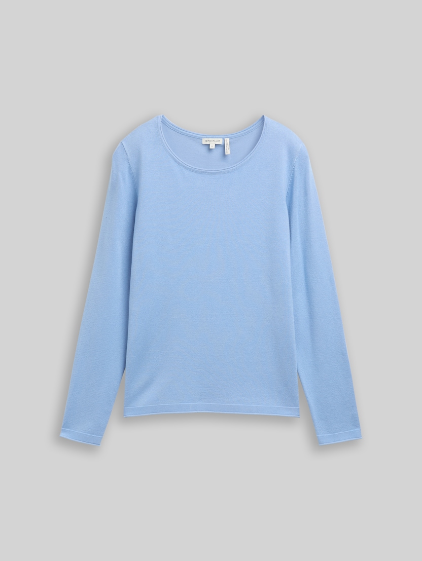 Basic Strickpullover mit Rundhalsausschnitt von Women, light fjord blue