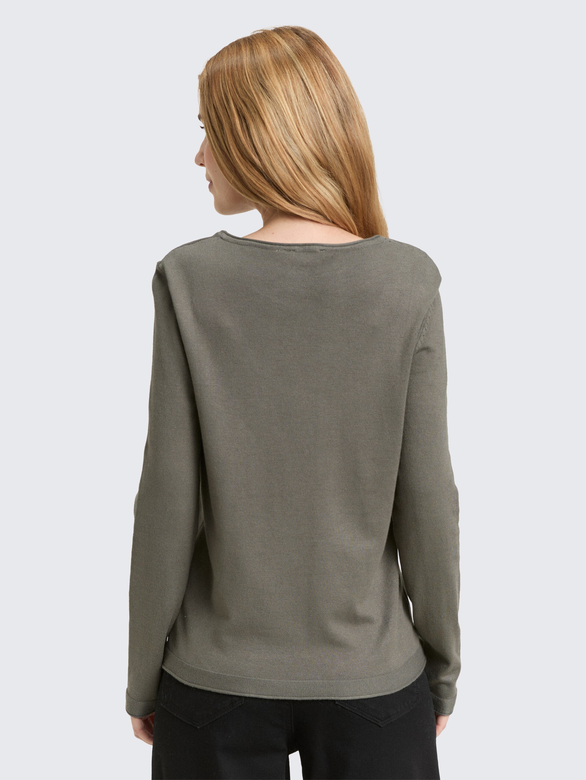 Basic Strickpullover mit Rundhalsausschnitt - cloudy green