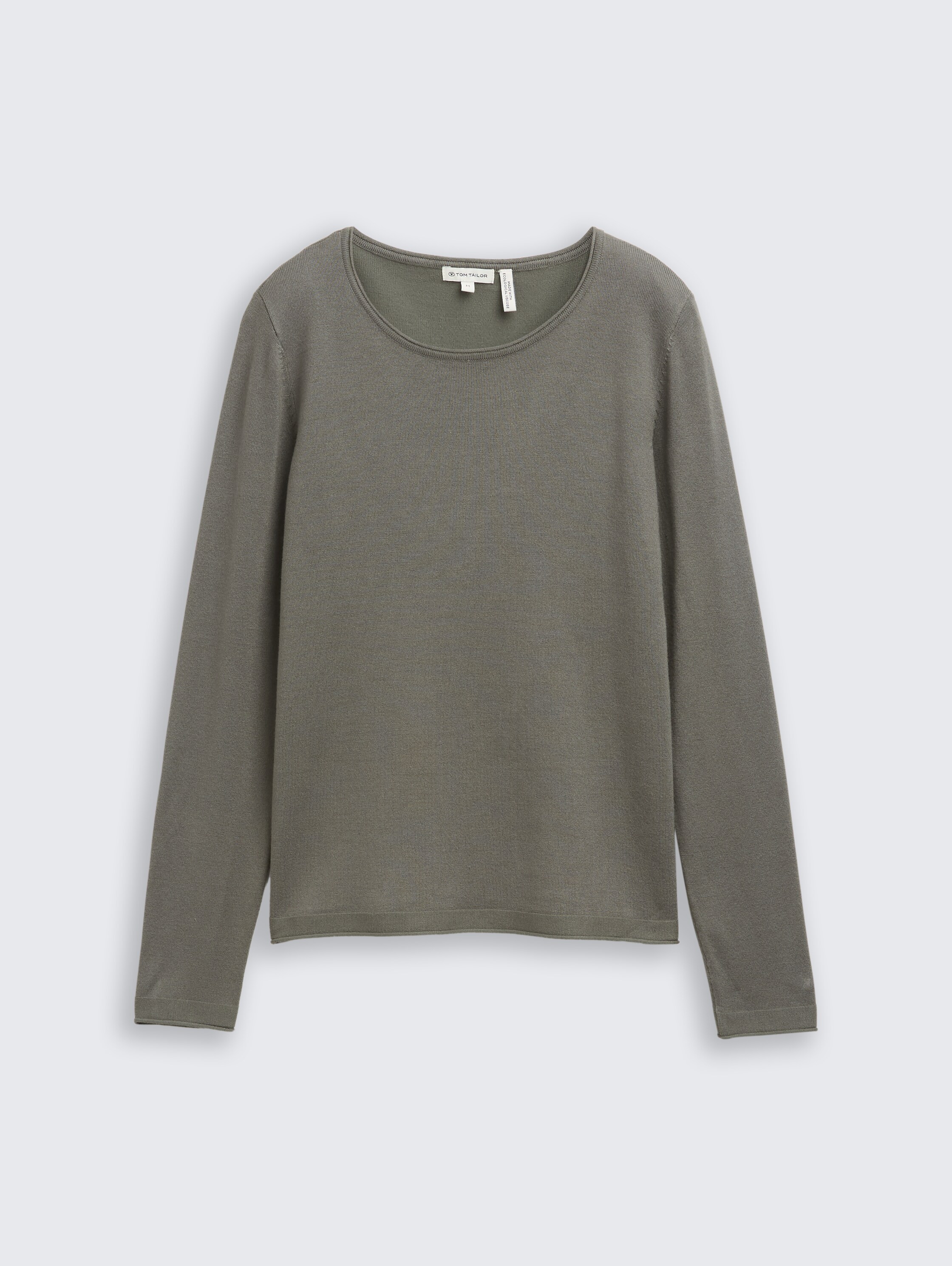 Pull basique en maille à col rond - cloudy green