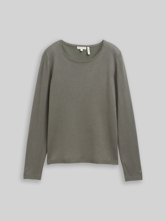 Pull basique en maille à col rond par Women, cloudy green