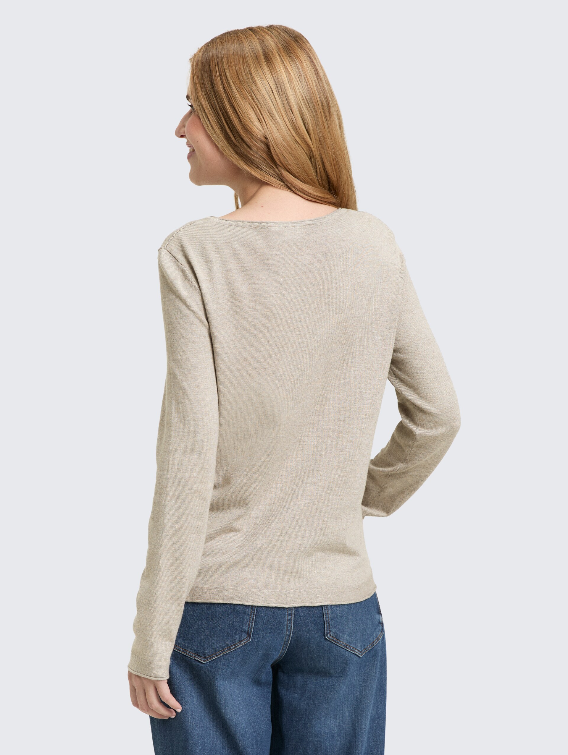 Basic Strickpullover mit Rundhalsausschnitt - dark clouds grey melange