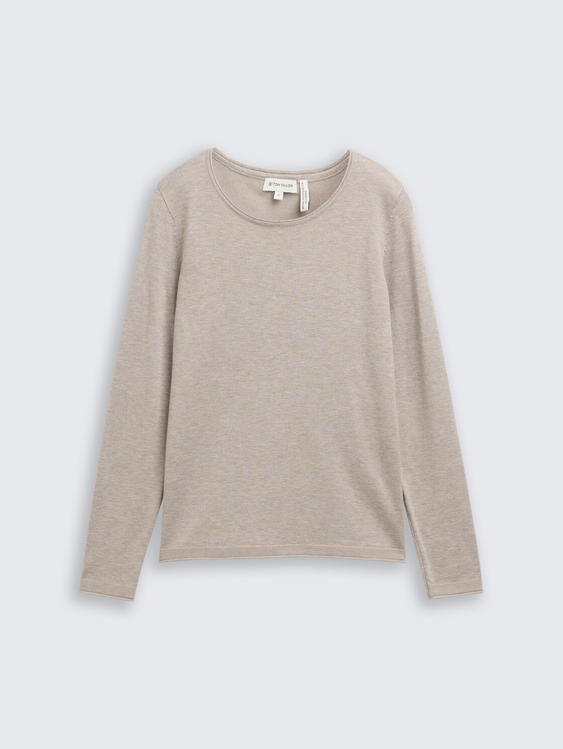 Basic knitted jumper with round neckline - dark clouds grey melange