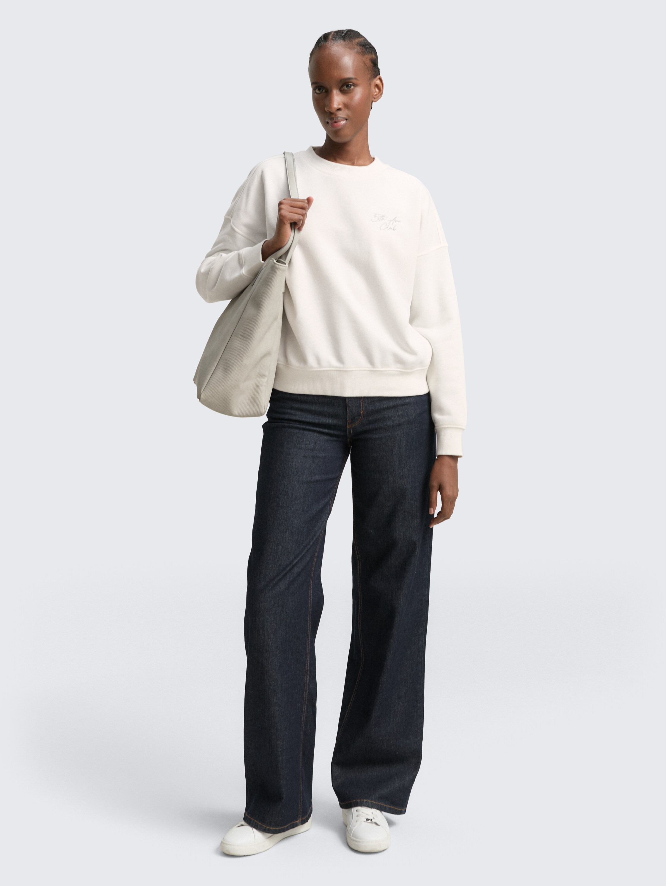 Sweatshirt met glitterborduursel - off_white_1 - 