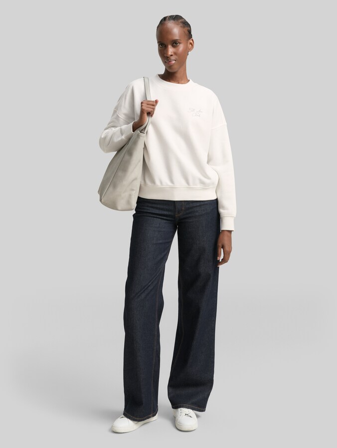 Sweatshirt mit Glitzer-Stickerei von Denim Female, off white
