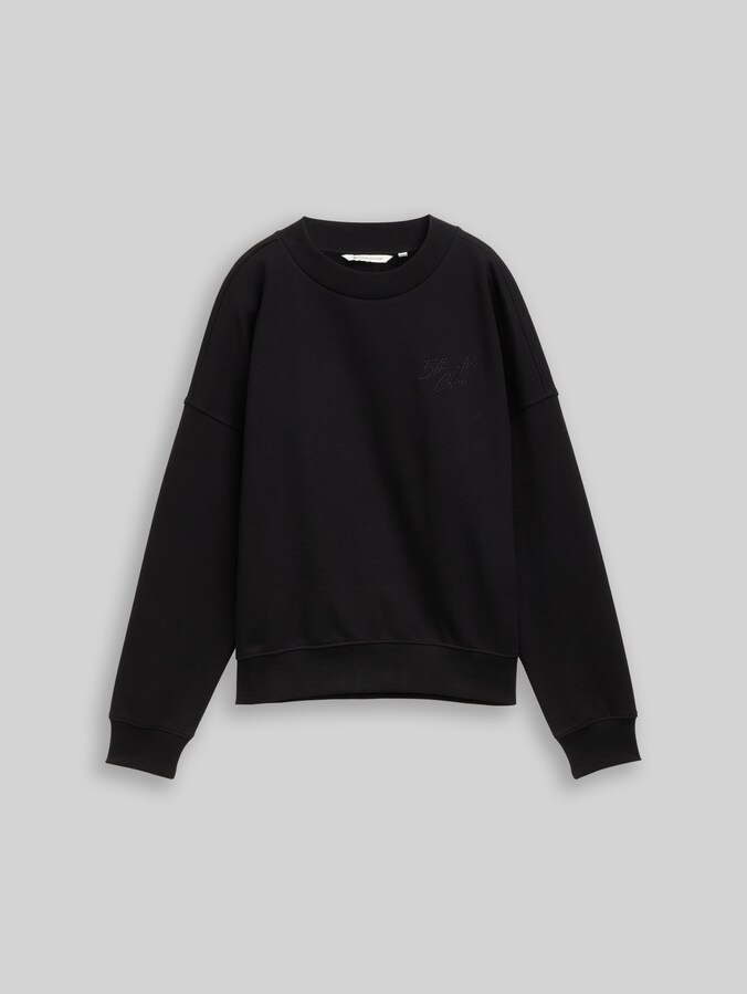 Sweatshirt mit Glitzer-Stickerei von Denim Female, deep black