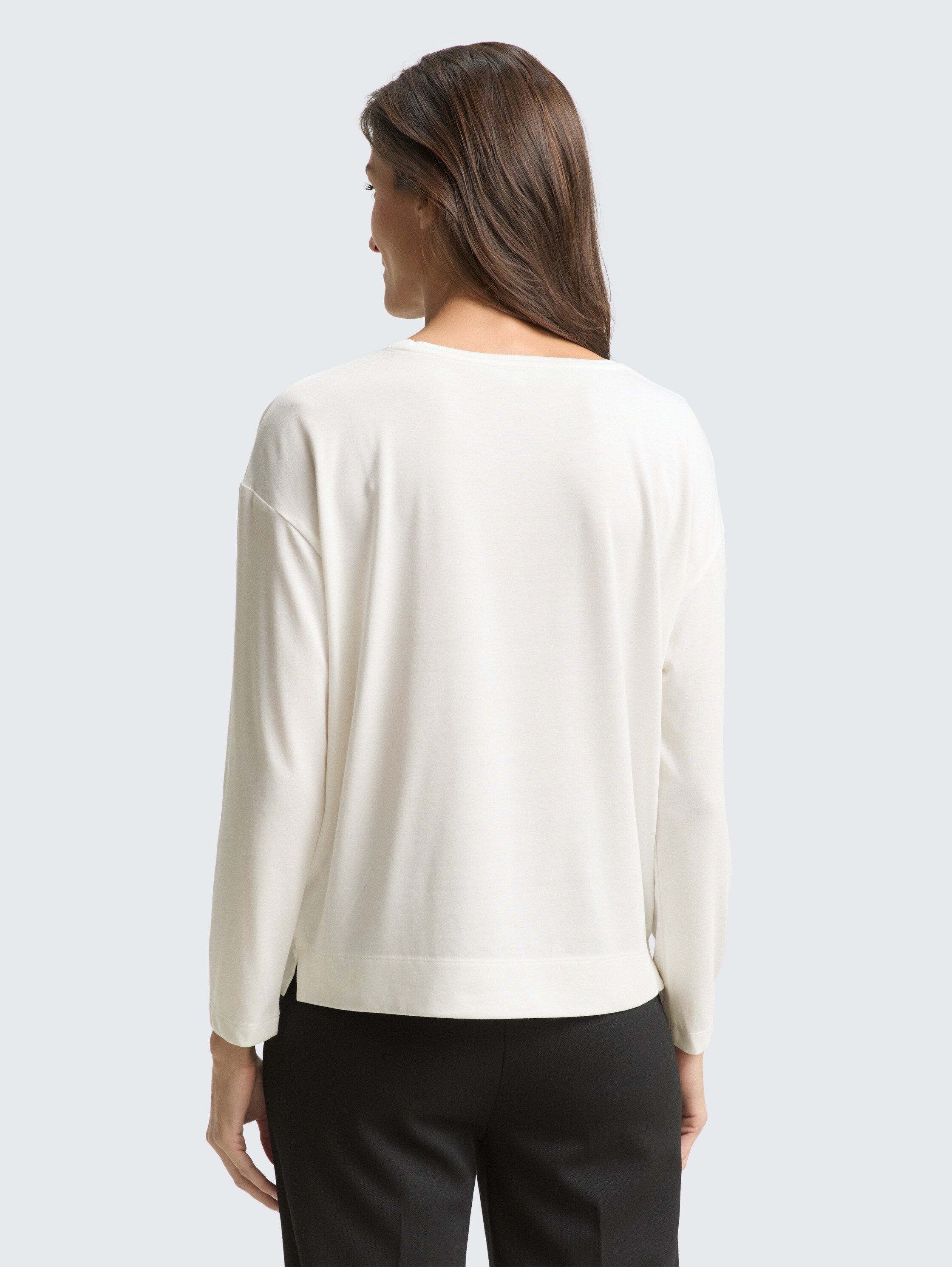 Loose Fit Langarmshirt im Material-Mix - whisper_white - 
