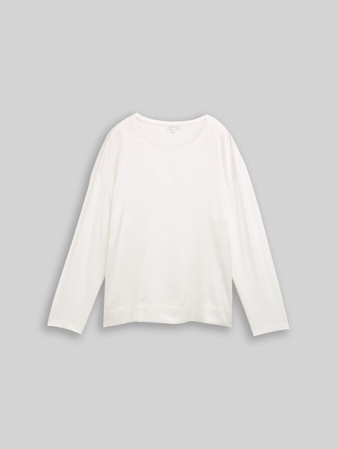 Loose fit shirt met lange mouwen in materiaalmix door Women, Whisper White