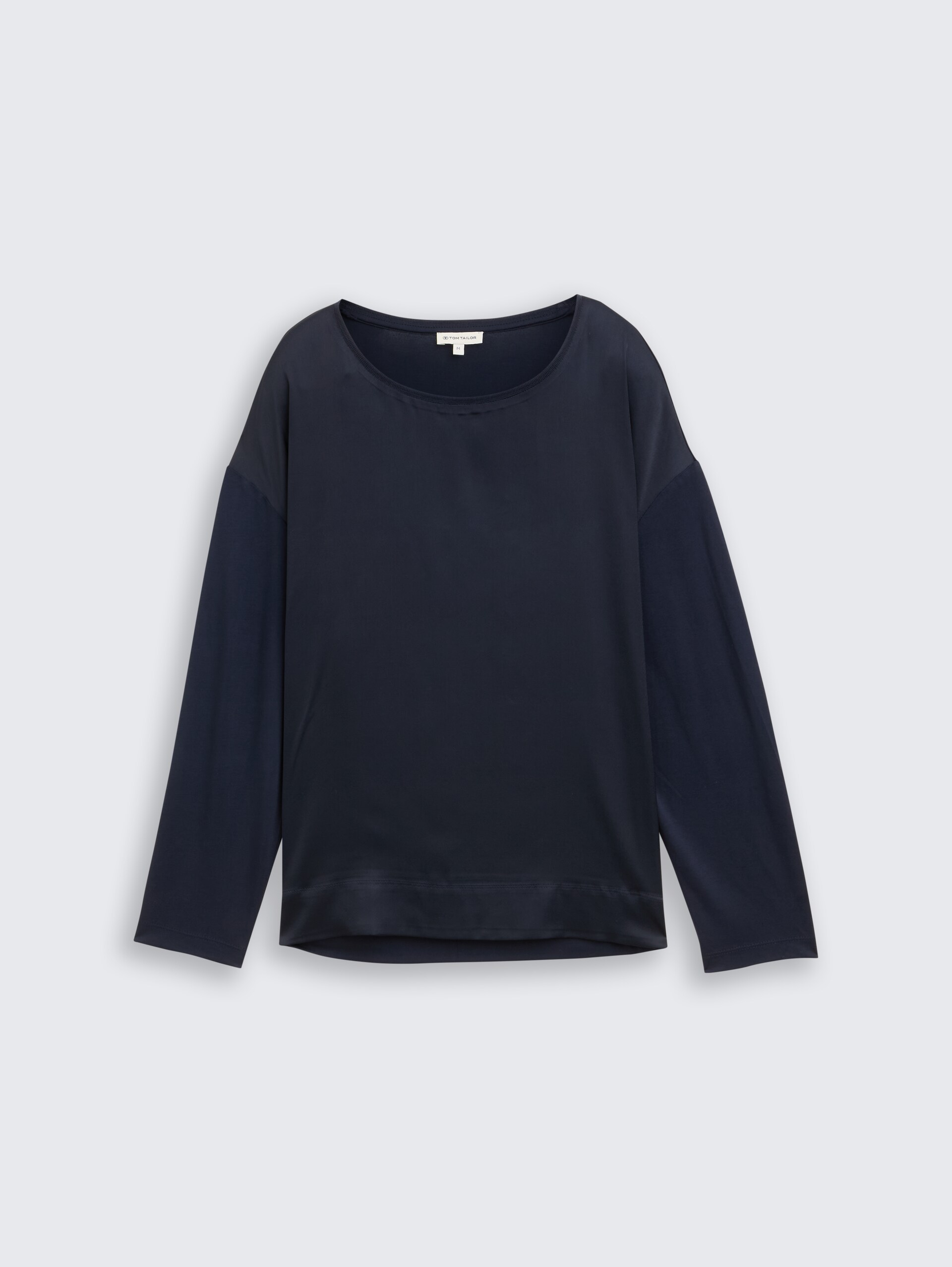 Loose Fit Langarmshirt im Material-Mix - sky captain blue - Vorder-Produkt-Ansicht