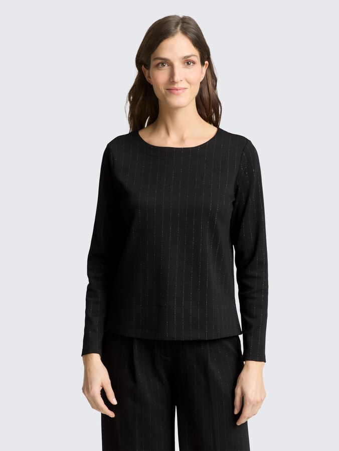 Shirt met lange mouwen en glittereffect door Women, pinstripe with lurex