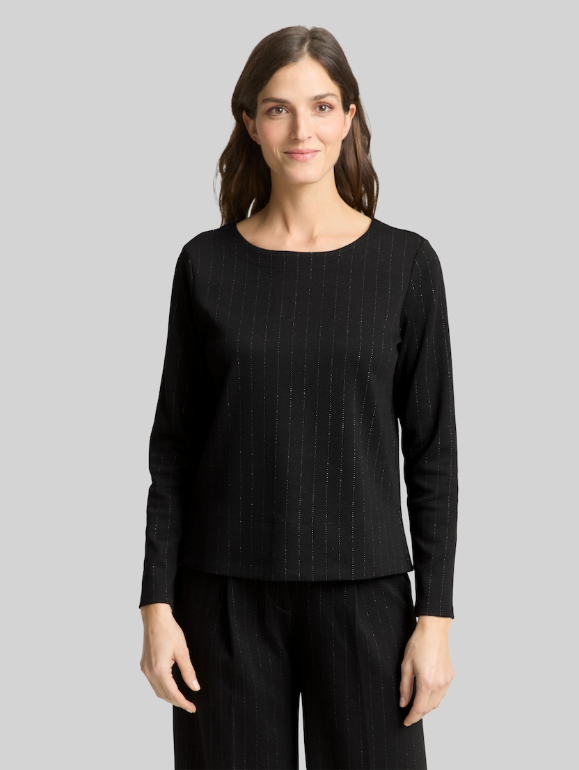T-shirt met lange mouwen en glittereffect door Women, pinstripe with lurex