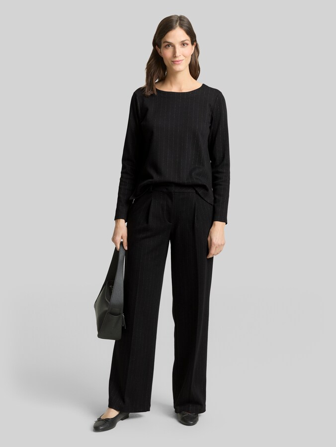 T-shirt à manches longues avec effet pailleté par Women, pinstripe with lurex