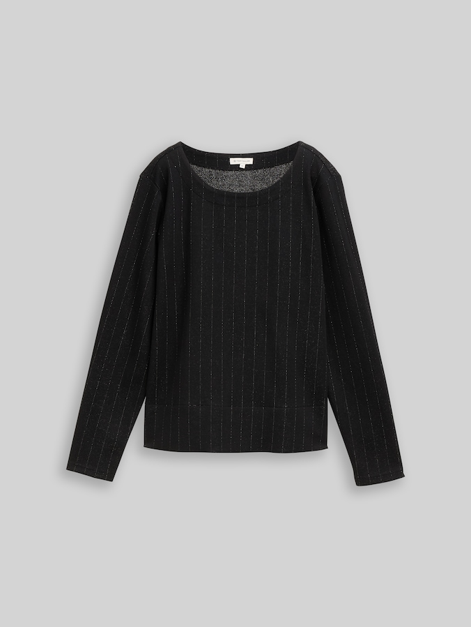 Langarmshirt mit Glitzer-Effekt von Women, pinstripe with lurex