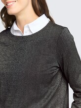 Langarmshirt mit Glitzer-Effekt - glitter fabric - Detail-Model-Ansicht