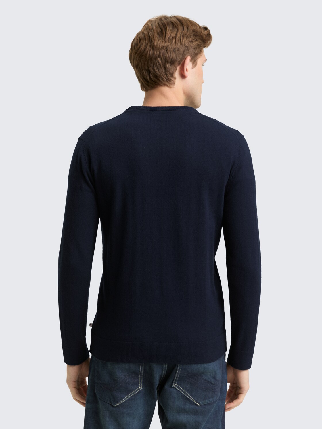 Basic Strickpullover aus Baumwolle - sky captain blue