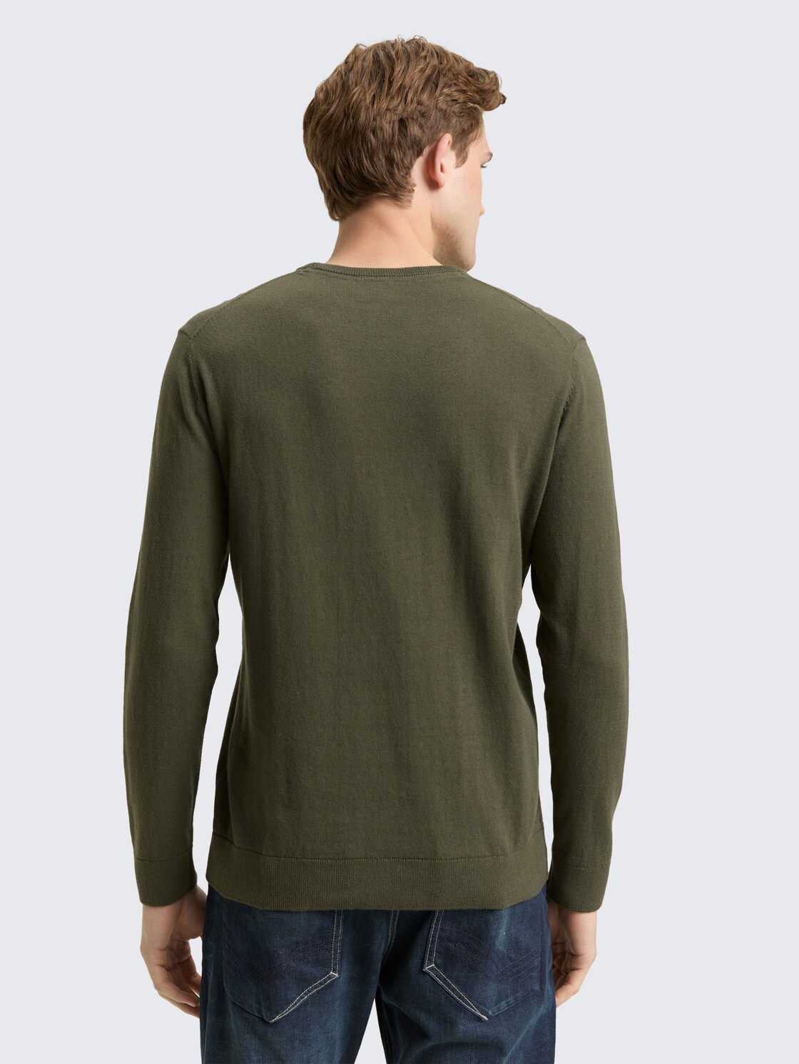 Basic Strickpullover aus Baumwolle - Deep Forest Green