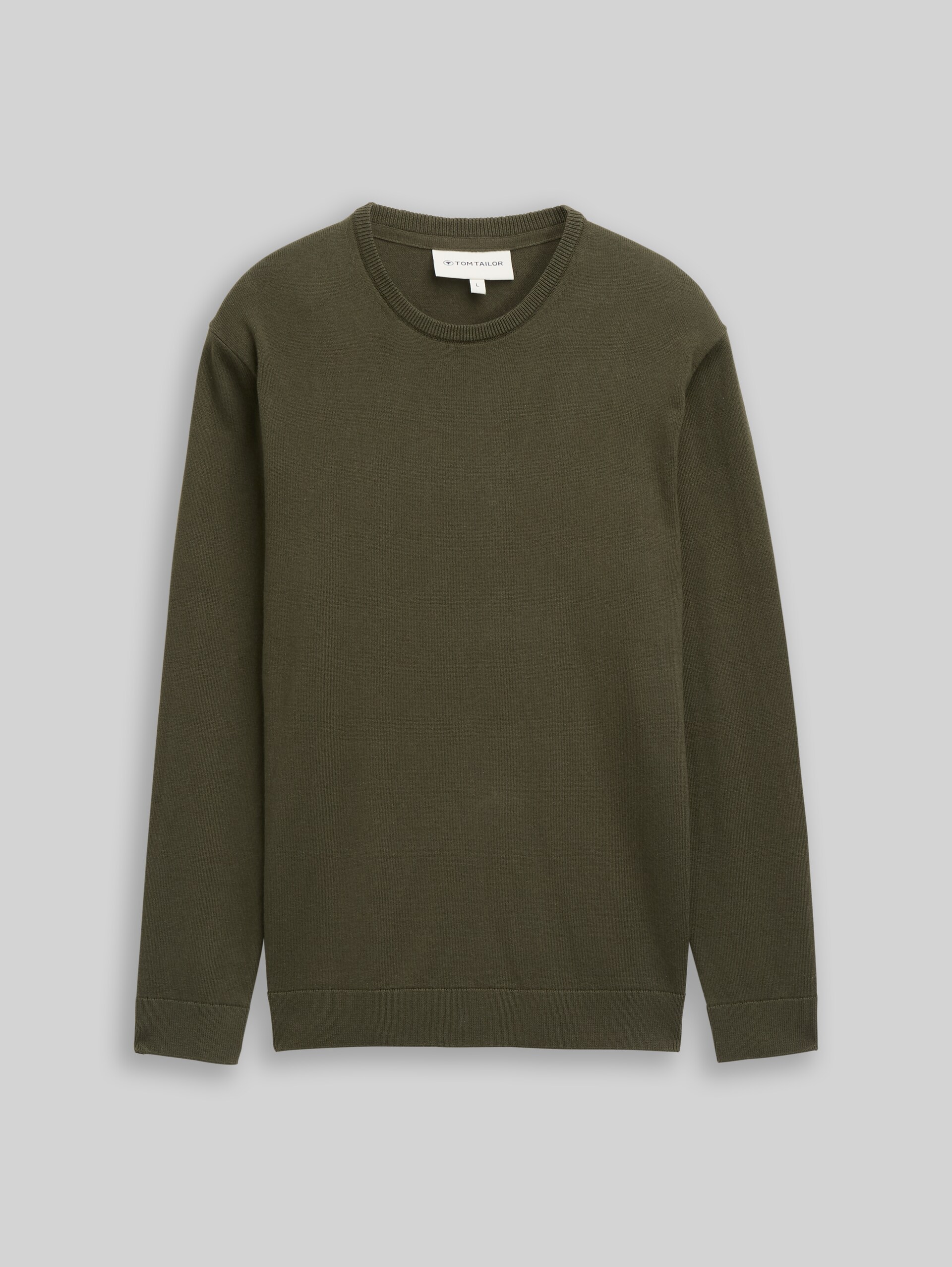 Basic knitted jumper in cotton - Deep Forest Green