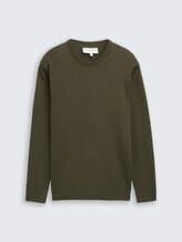 Pull en maille basique en coton - Deep Forest Green
