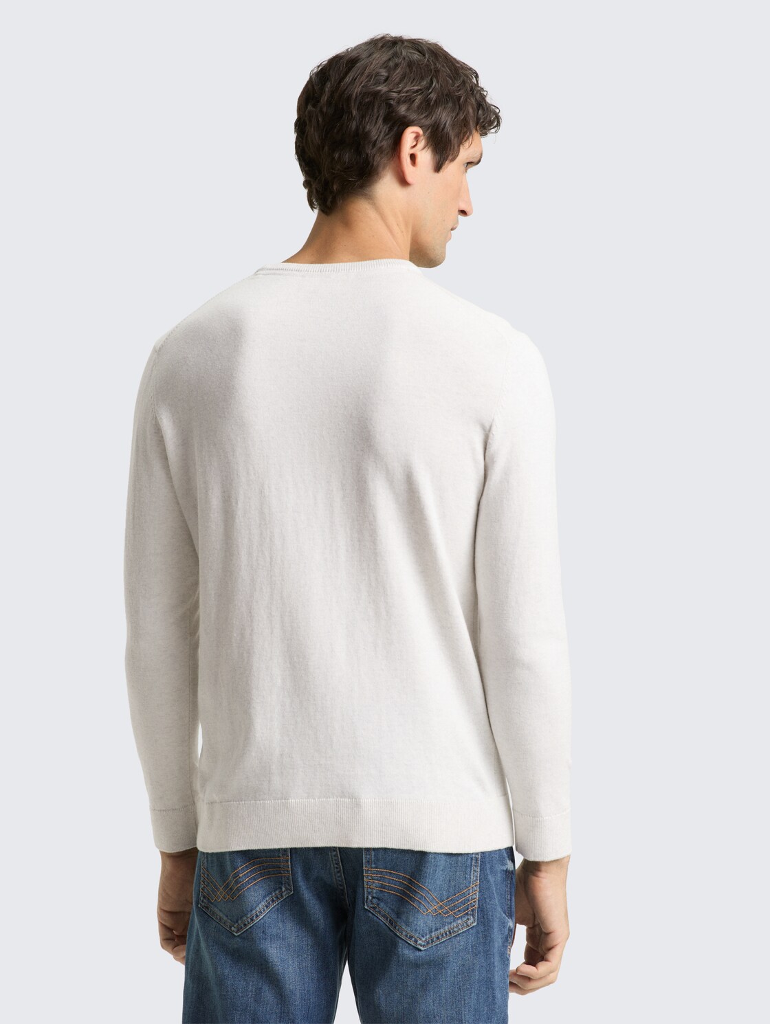 Basic Strickpullover aus Baumwolle - Soft Vanilla Melange