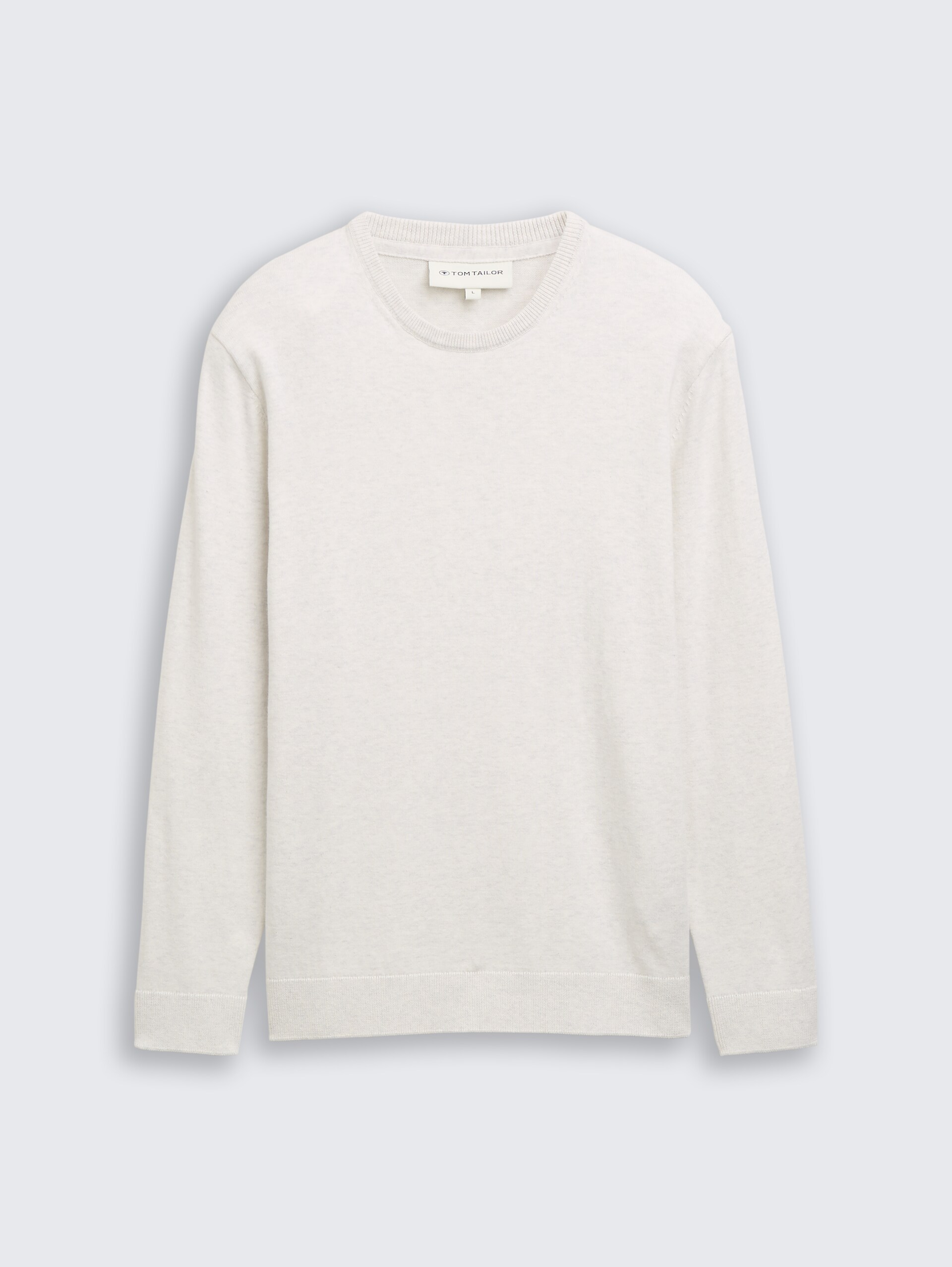 Basic Strickpullover aus Baumwolle - Soft Vanilla Melange