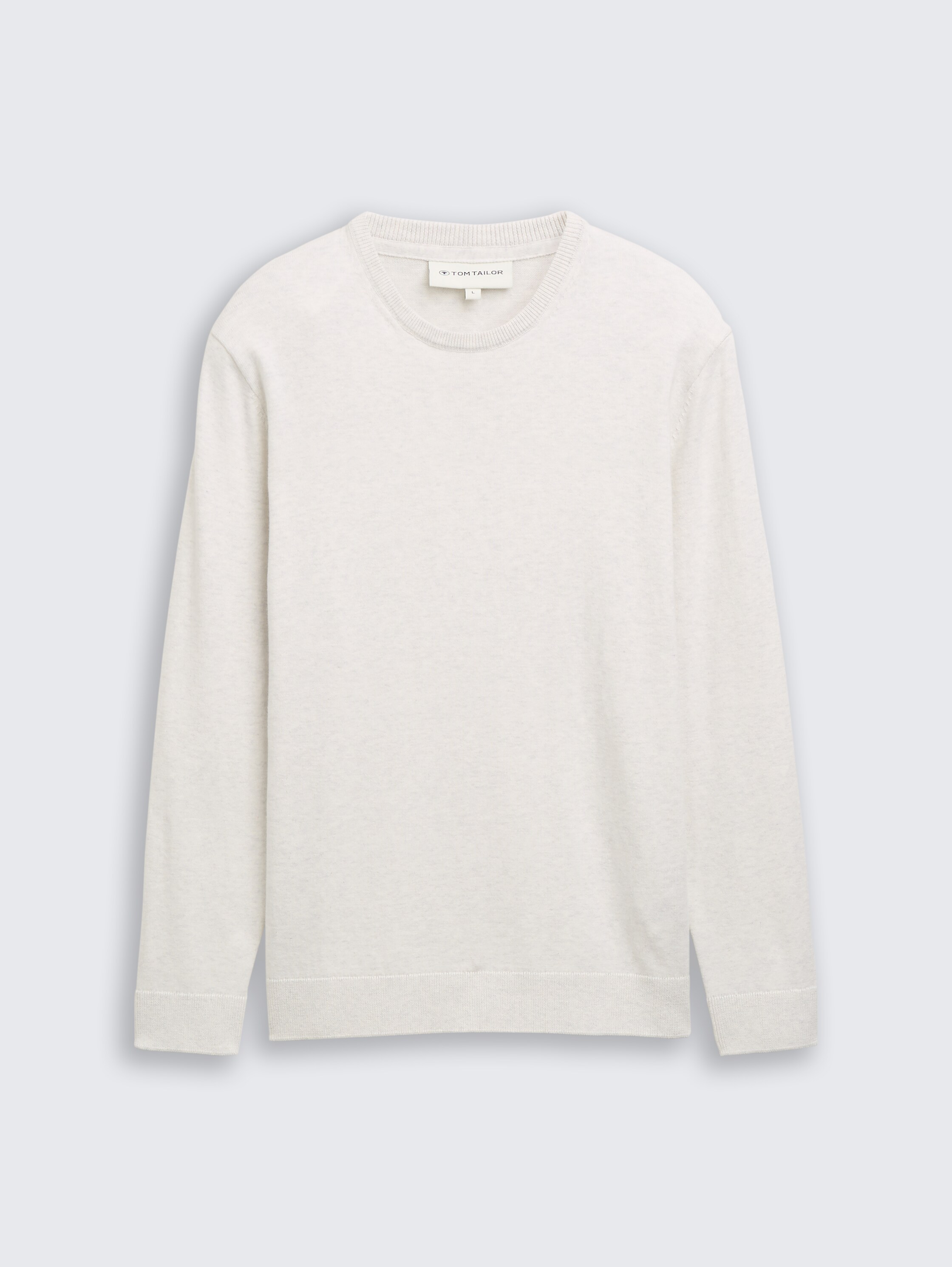 Basic Strickpullover aus Baumwolle - Soft Vanilla Melange