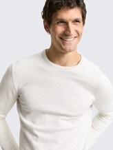 Pull en maille basique en coton - Soft Vanilla Melange - Vue détaillée du modèle