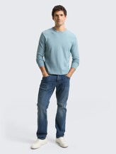 Pull en maille basique en coton - tourmaline - Vue de face du modèle