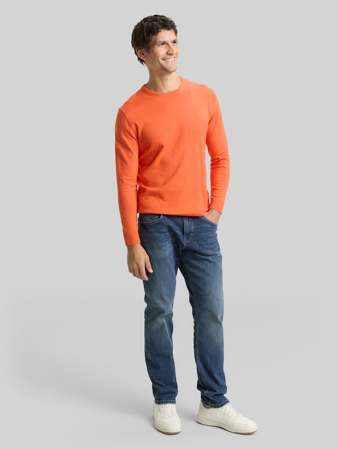 Pull en maille basique en coton par Men, pale red