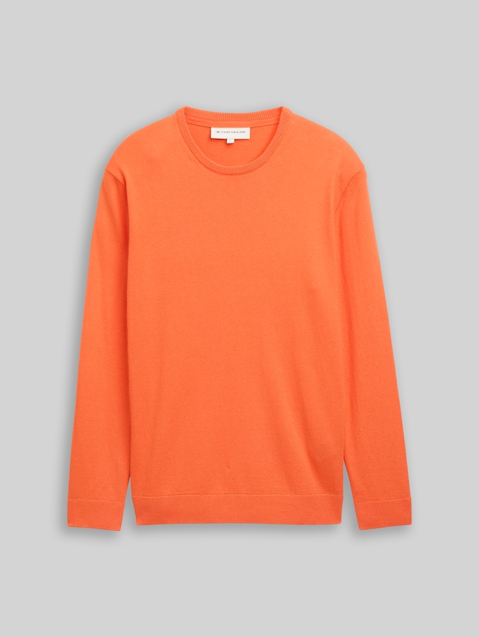 Pull en maille basique en coton par Men, pale red