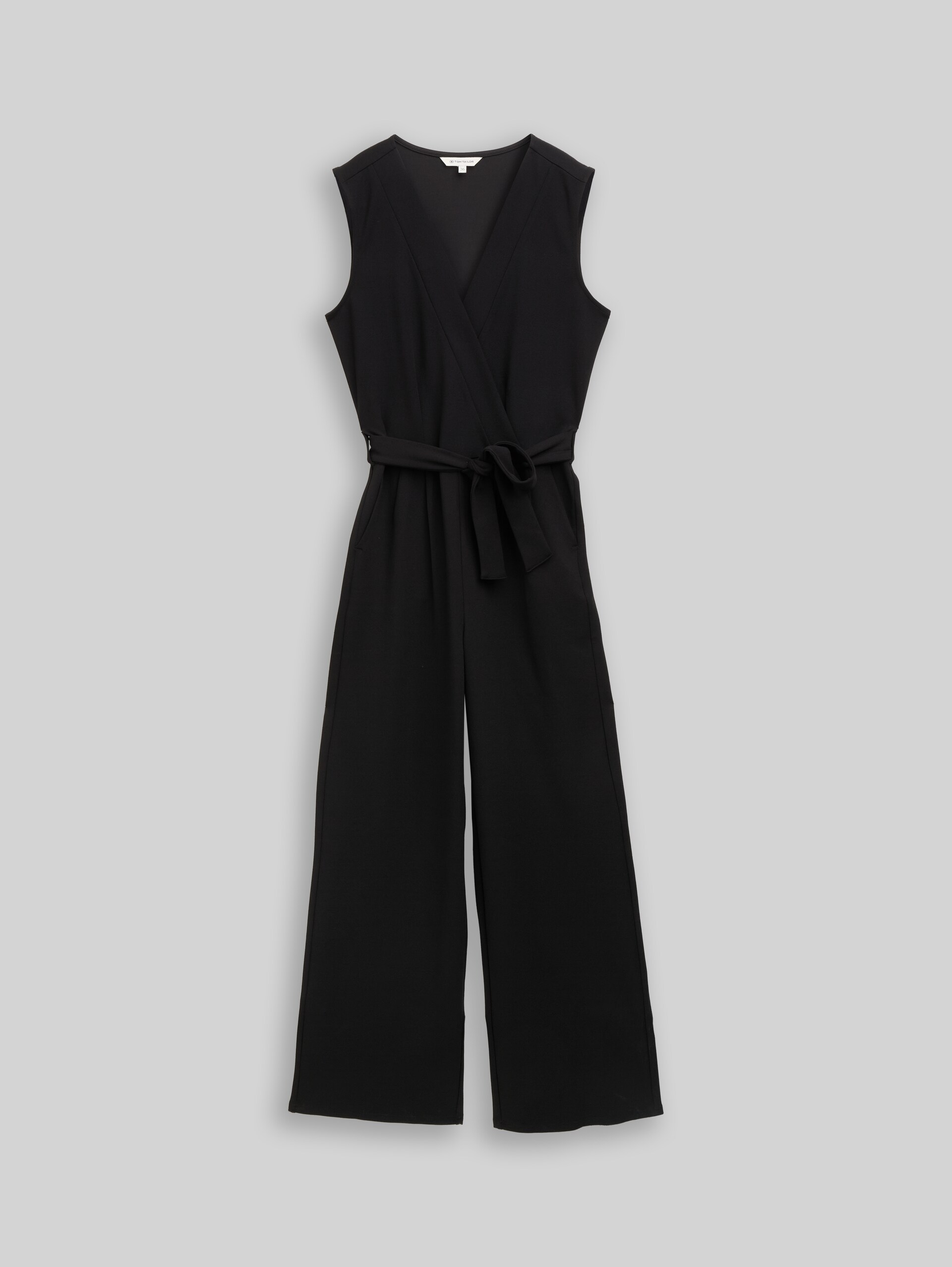 Jumpsuit with a tie belt - deep black - Front product view