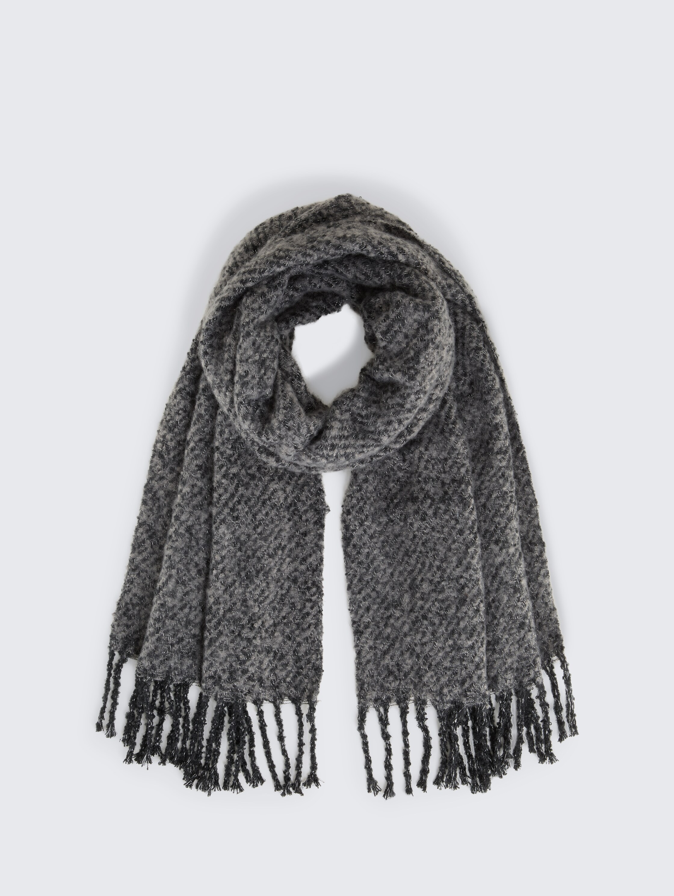 Scarf with glitter effect - deep black - Front product view