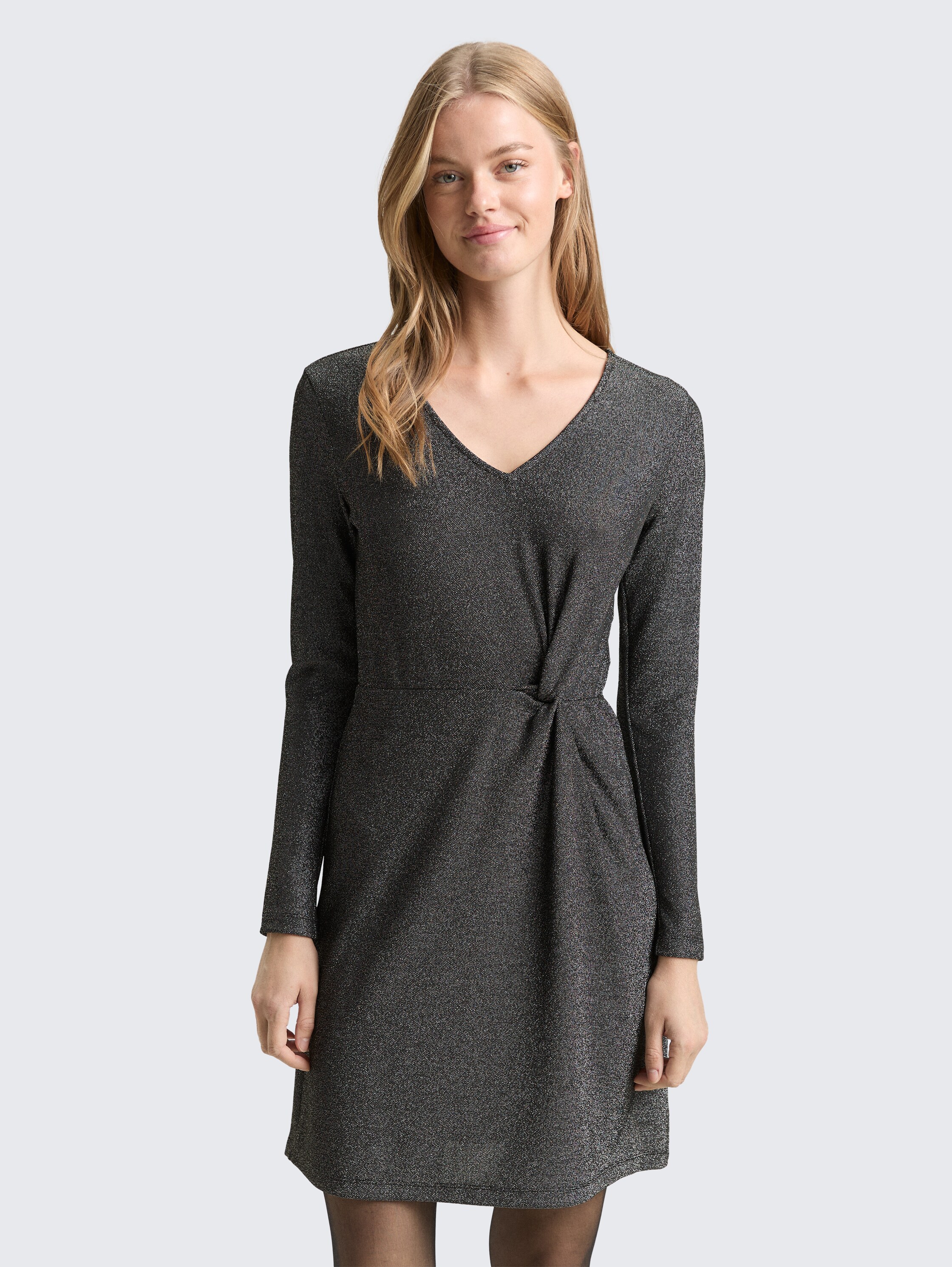 Fitted Mini-Kleid mit Glitzer-Effekt - black_glitter - 