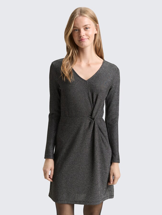 Fitted mini dress with glitter effect by Denim Female, black glitter