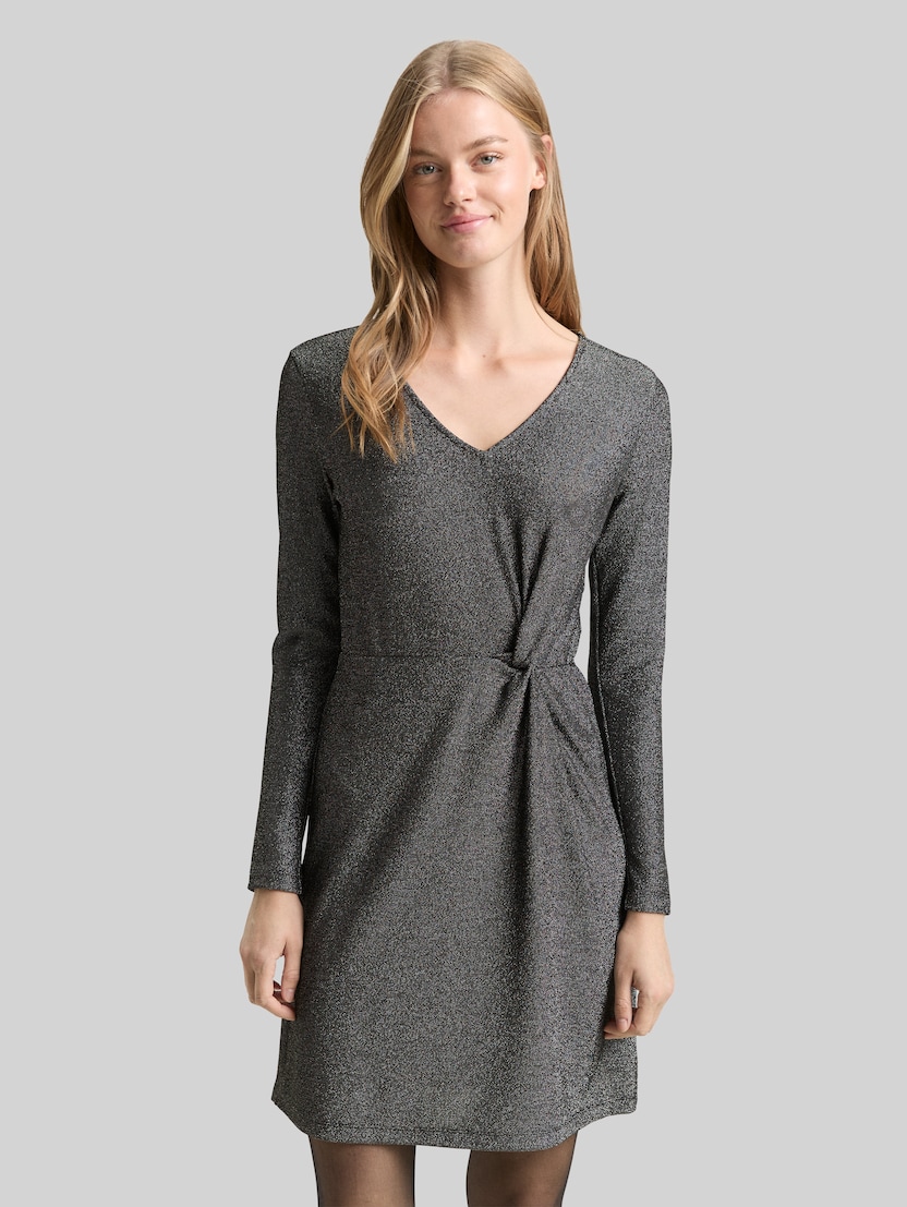 Getailleerde mini-jurk met glittereffect door Denim Female, black glitter