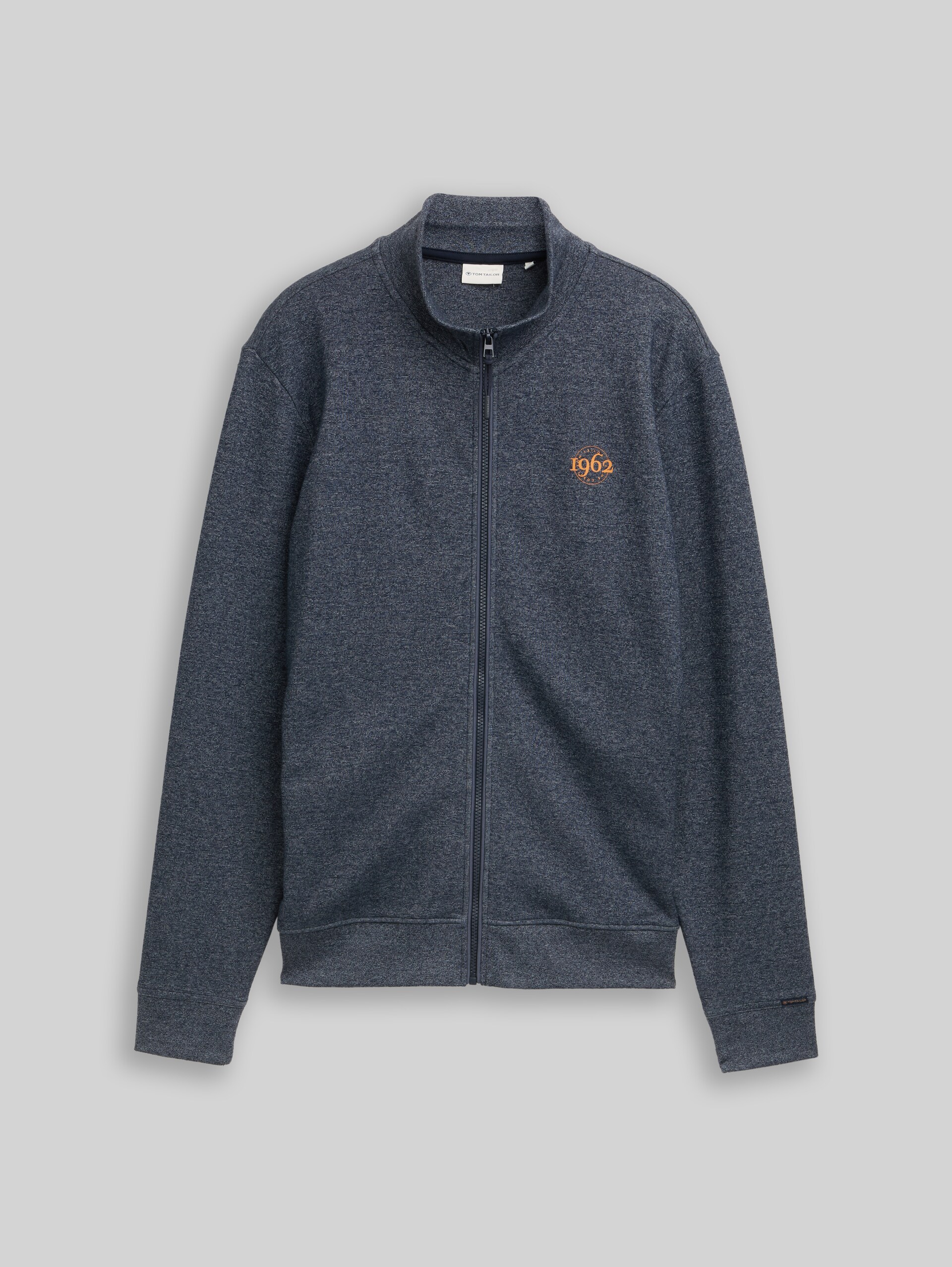 Sweatjacke in Melange-Optik - navy fine yd stripe - Vorder-Produkt-Ansicht