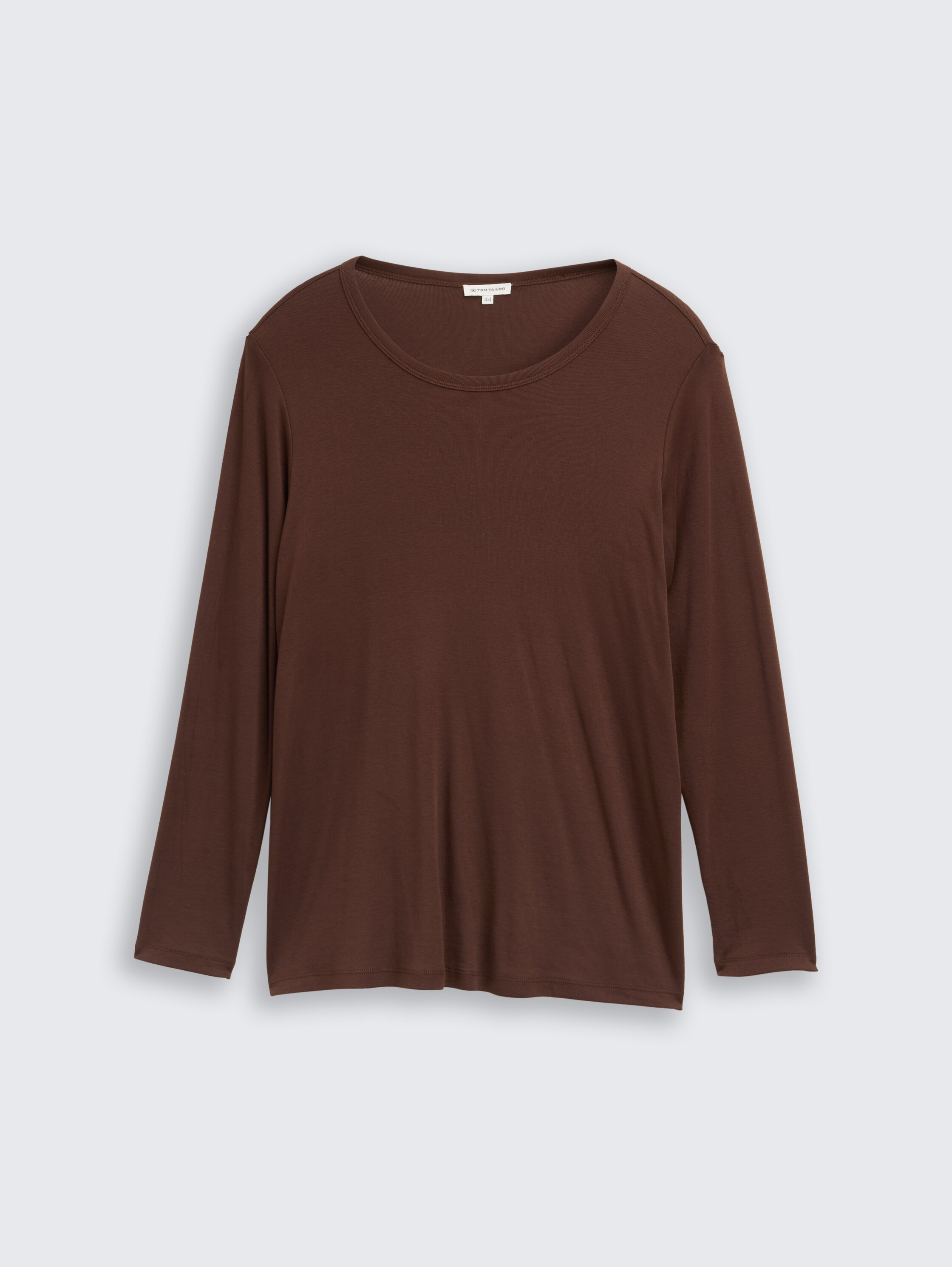 Plus Size - Basic Slim Fit Langarmshirt - dark_pecan_brown - 