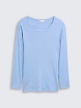 Plus Size - Basic Slim Fit Langarmshirt - light fjord blue - Vorder-Produkt-Ansicht