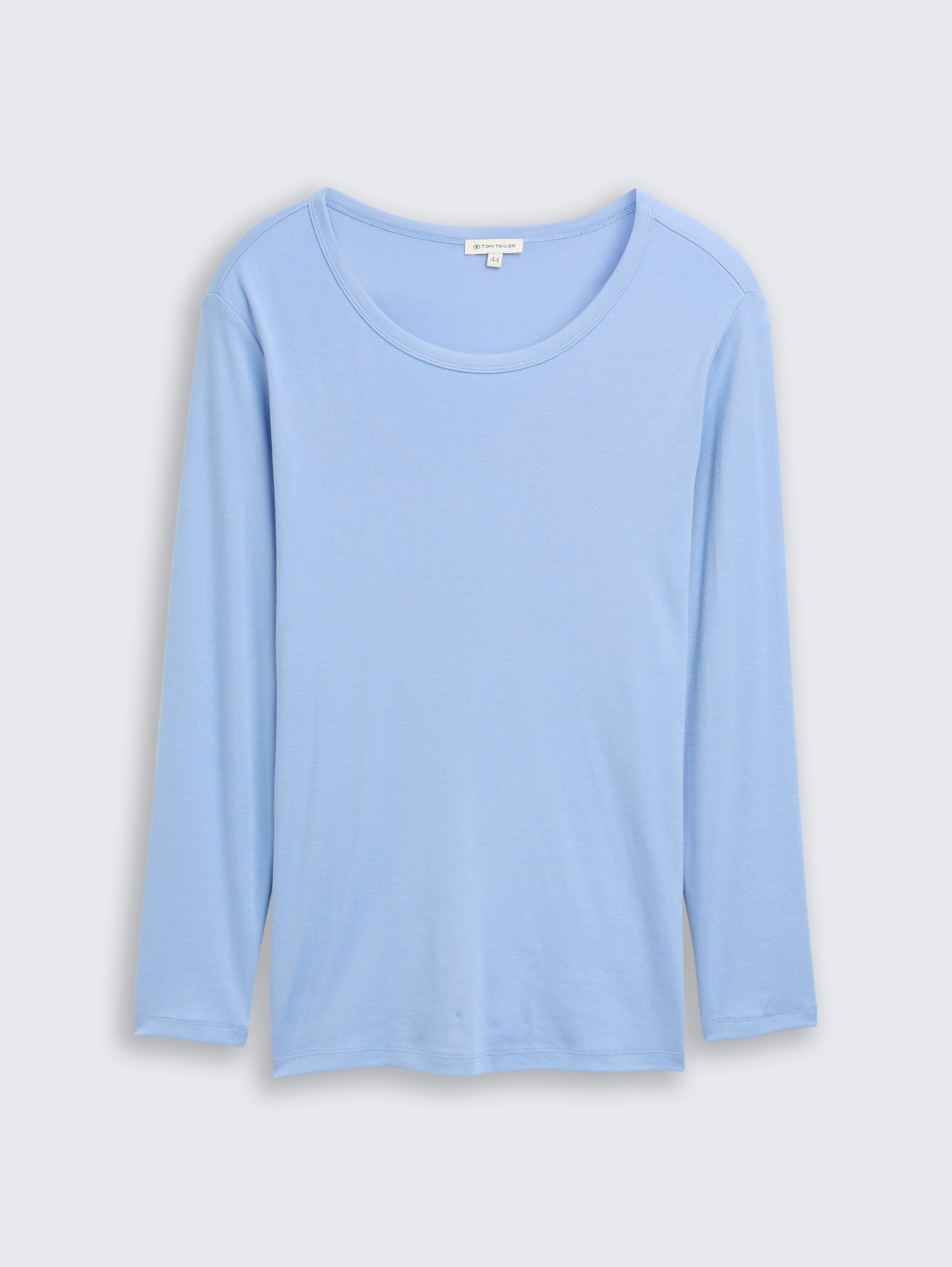 Plus Size - Basic Slim Fit Langarmshirt - light_fjord_blue - 