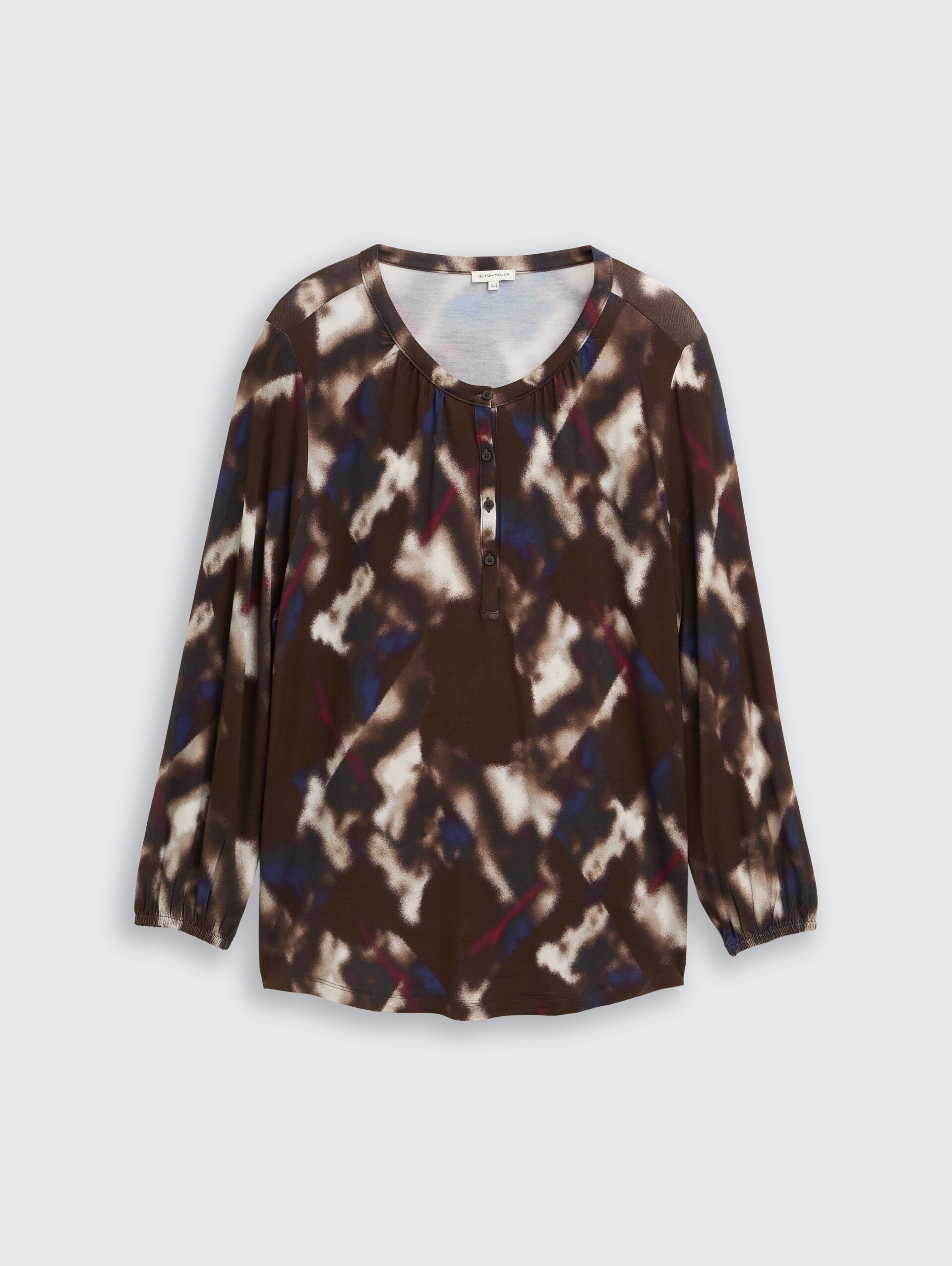 Plus Size - Blusenshirt mit Muster - brown blurry argyle - Vorder-Produkt-Ansicht