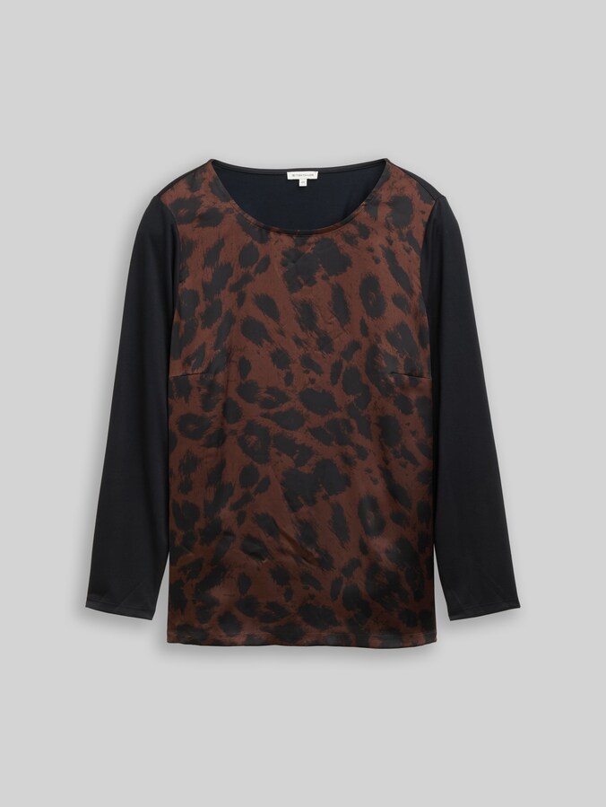 Plus Size - Loose Fit Langarmshirt mit Leo-Print von Women Plus Size, brown black big leo print
