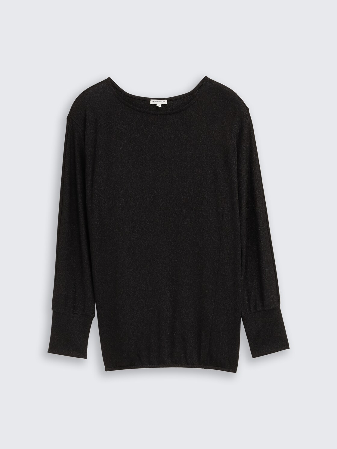 Plus Size - Loose Fit Langarmshirt mit Glitzer-Effekt - deep black - Vorder-Produkt-Ansicht