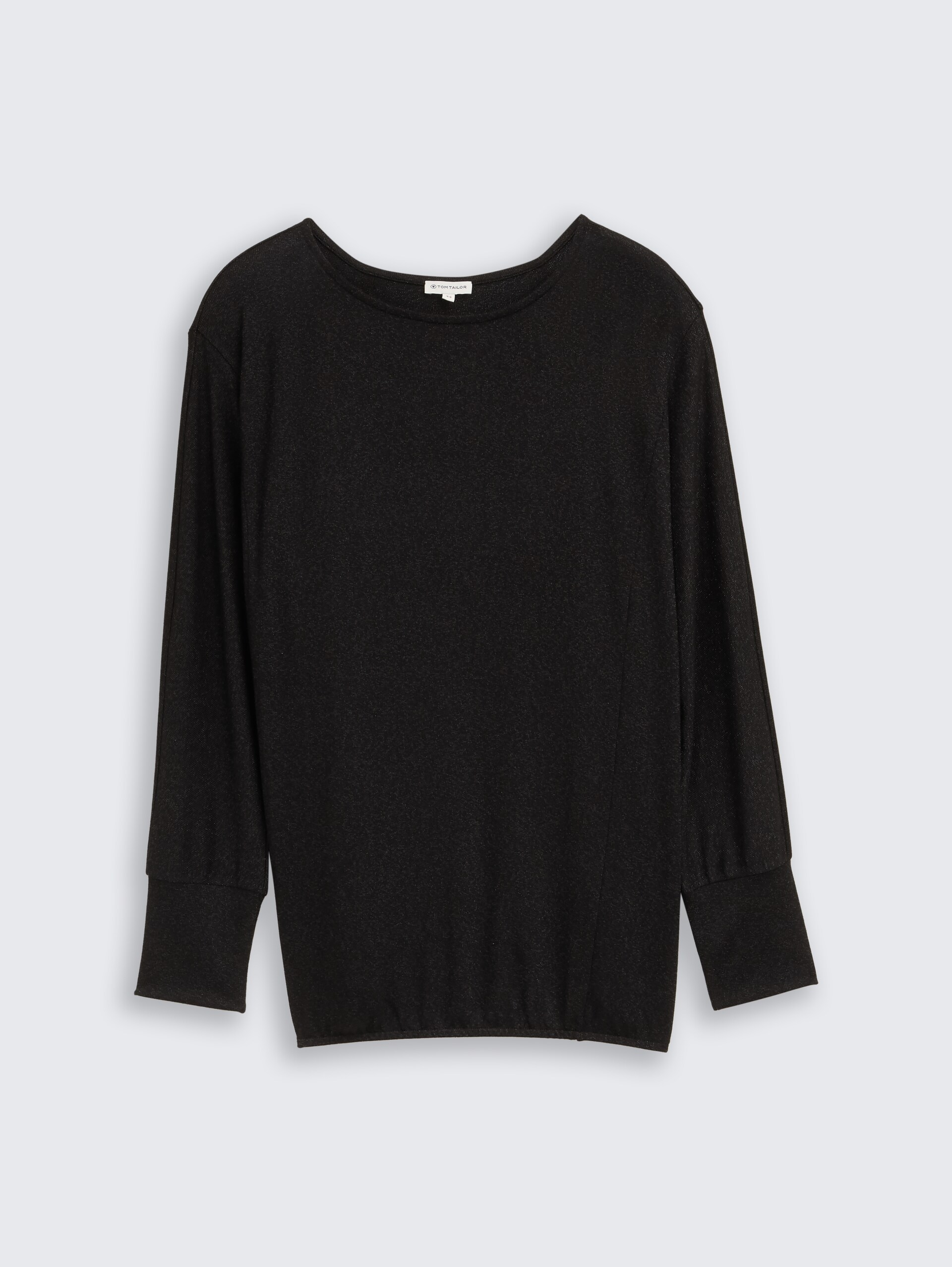Plus Size - Loose Fit Langarmshirt mit Glitzer-Effekt - deep black - Vorder-Produkt-Ansicht