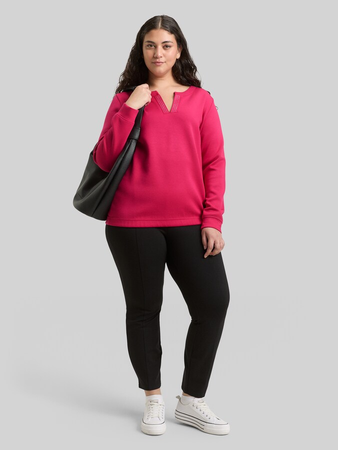 Plus Size - Sweat-shirt en néoprène avec strass par Women Plus Size, dark pink