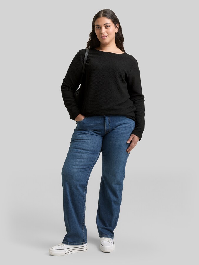Plus Size - Sweatshirt met glittereffect door Women Plus Size, deep black