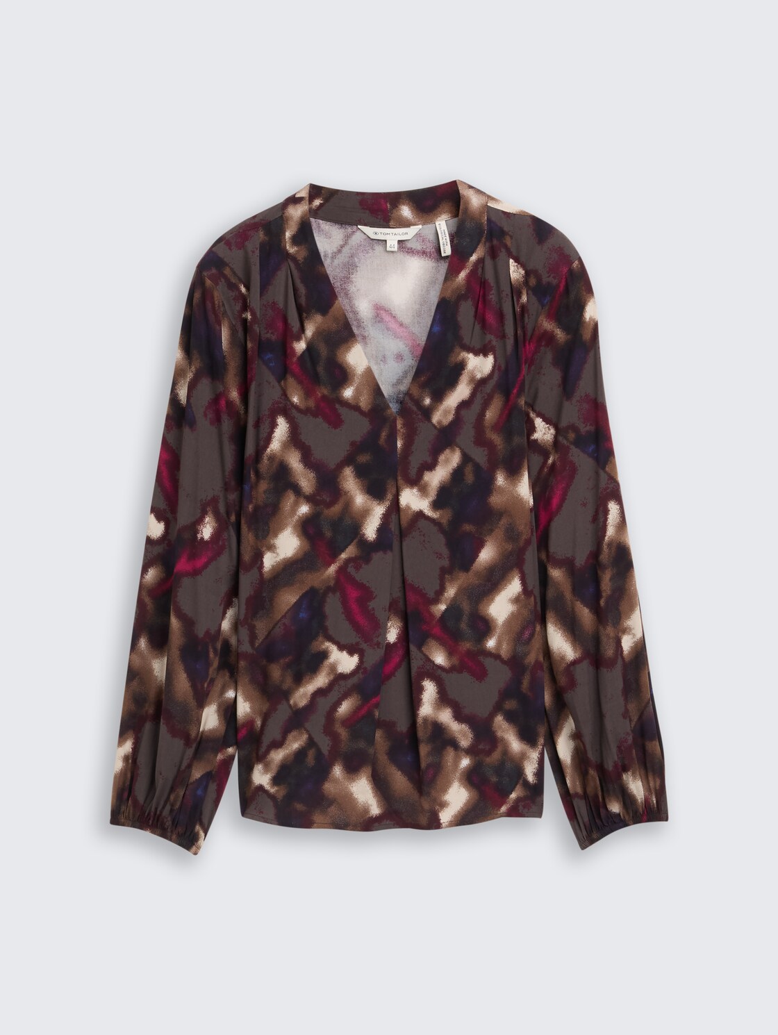 Plus Size - Bluse mit Muster - brown blurry argyle - Vorder-Produkt-Ansicht