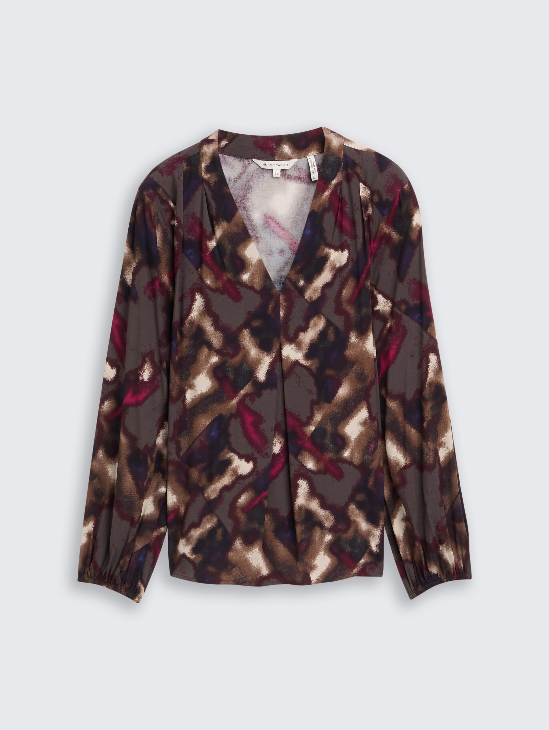 Plus Size - Bluse mit Muster - brown blurry argyle - Vorder-Produkt-Ansicht