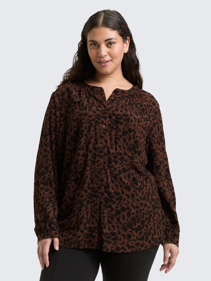 Plus Size - Bluse mit Leo-Print von Women Plus Size, brown black small leo print