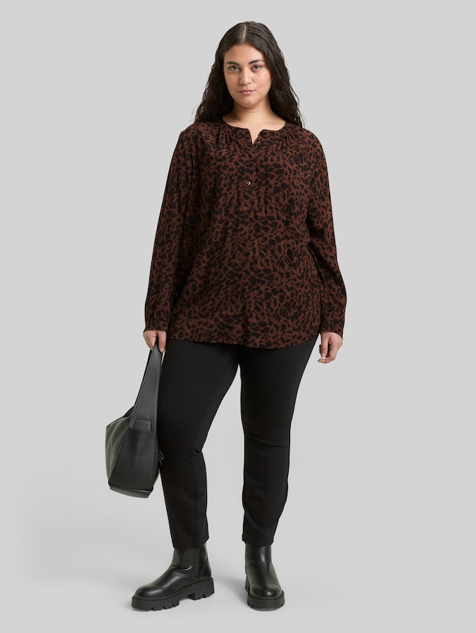 Plus Size - Blouse à imprimé léopard par Women Plus Size, brown black small leo print