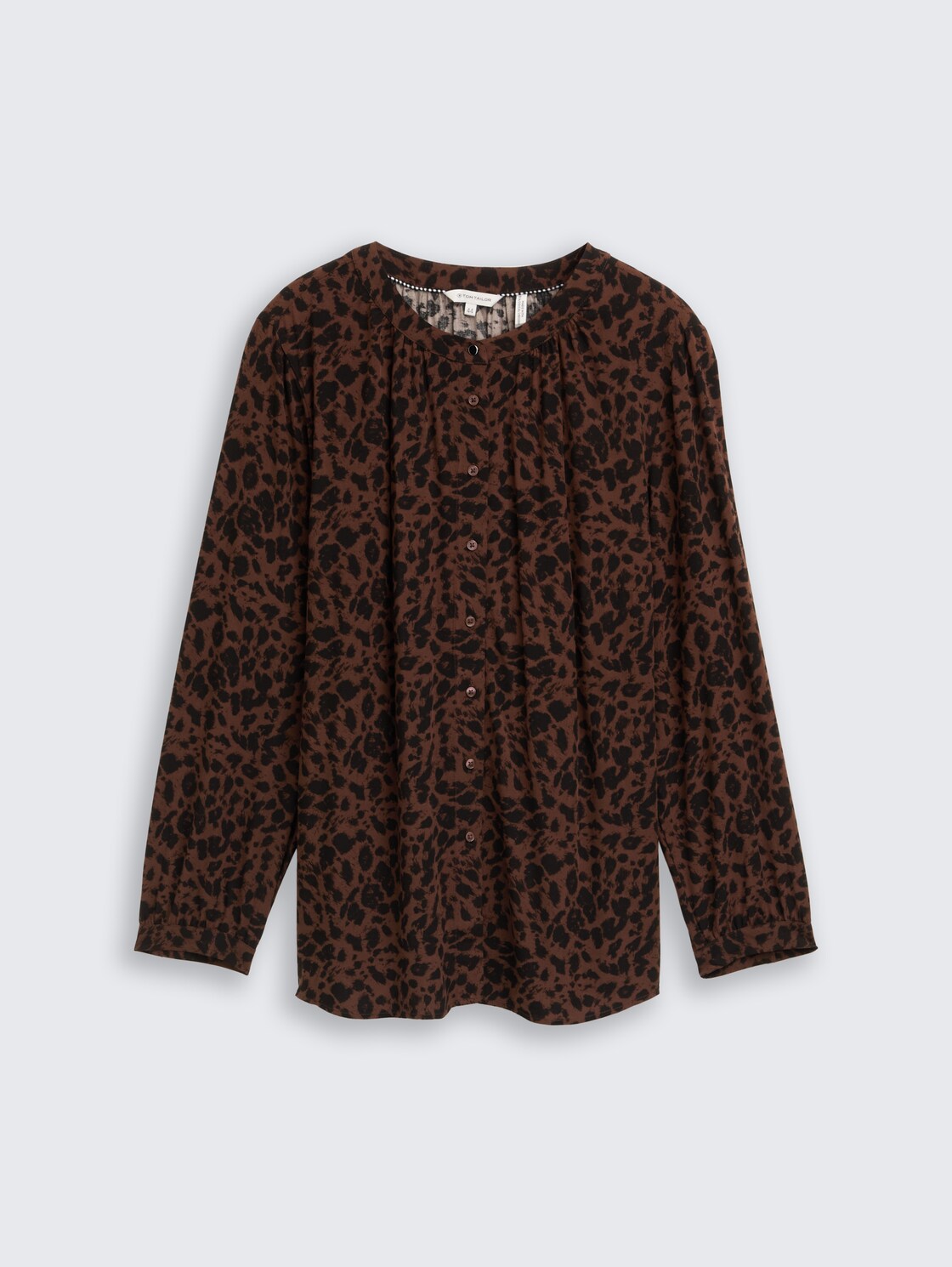 Plus Size - Bluse mit Leo-Print - brown black small leo print - Vorder-Produkt-Ansicht